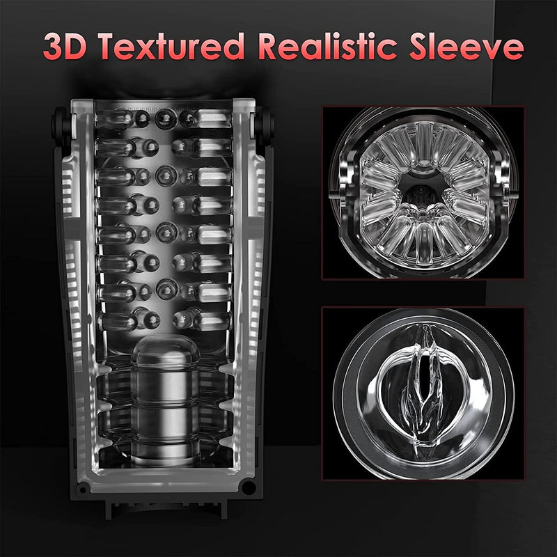 Malcolm - Automatic 10 Vibrating & 6 Thrusting LCD Display Male Masturbator Men Pocket Pussy Male Stroker 3D Sleeve Sex Machine