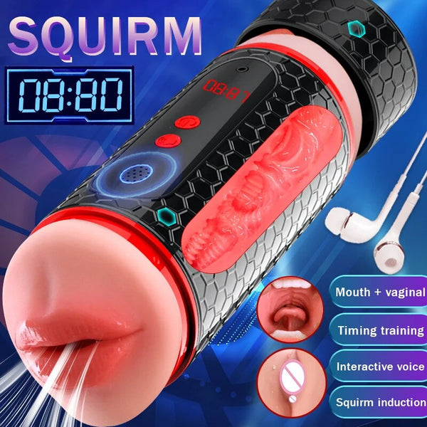 Automatic Real Soft Oral Vaginal Oral Sex Machine  Double-Channel Masturbation Cup