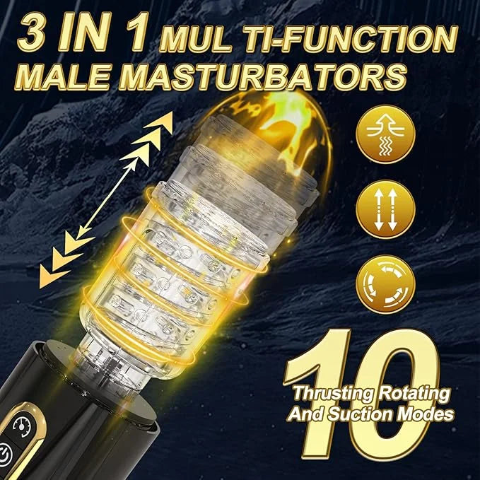 Gage - 10 Telescopic Rotations and 10 Suction Modes with 3D Realistic Vagina Textured Automatic Male Oral Sex Masturbator