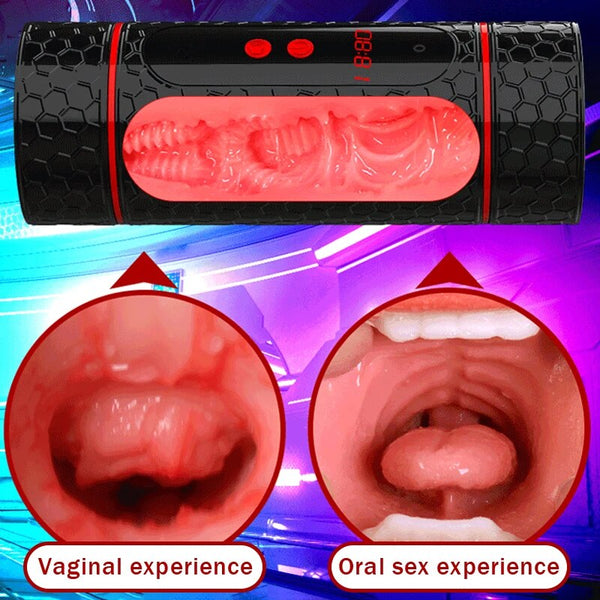 Automatic Real Soft Oral Vaginal Oral Sex Machine  Double-Channel Masturbation Cup