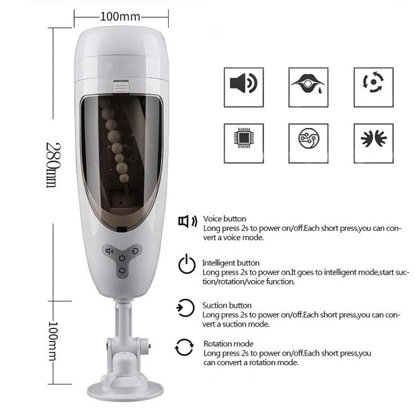 Zephyr - Automatic 5 Suction 10 Rotation Male Masturbator Hands Free Powerful Blowjob Sucking Heating Male Masturbator Cup with Voice