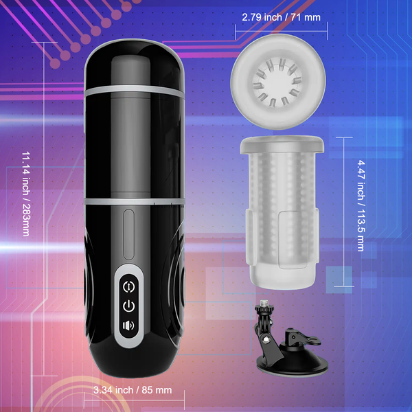 STORMY - Hands Free Automatic 7 Telescoping Male Masturbator with Vibrating Penis Sleeve