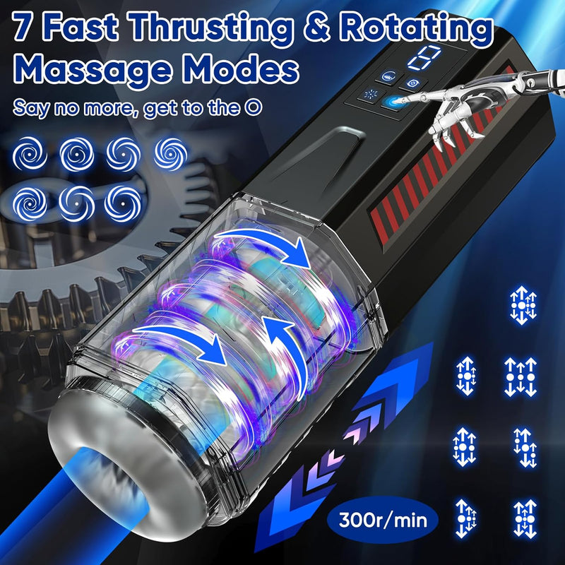 Derek - 7 Vibrating & 7 Thrusting Automatic Adult Sex Toys Male Masturbator Cock Trainer Stimulator Massager for Men Orgasm