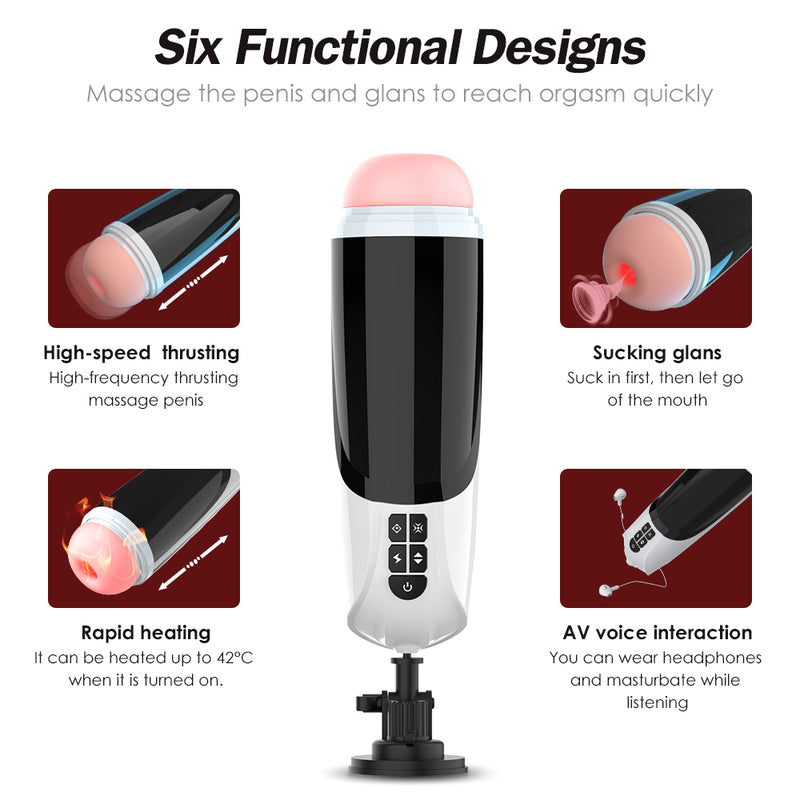 Zero Tolerance Thrusting Stroker 6-in-1 Huge Size Male Stroker Hands-free Heating Base Masturbation Cup