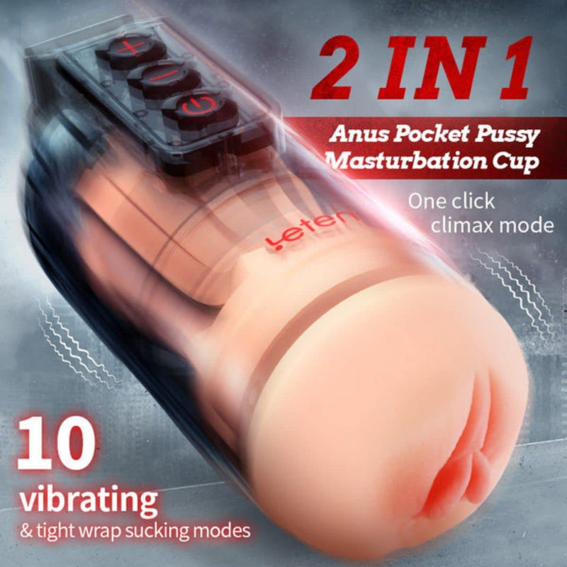 Tristan - Strong Sucking Durable APP Remote Control 2 in 1 Pussy Pockets 10 Vibration Male Masturbation Cup