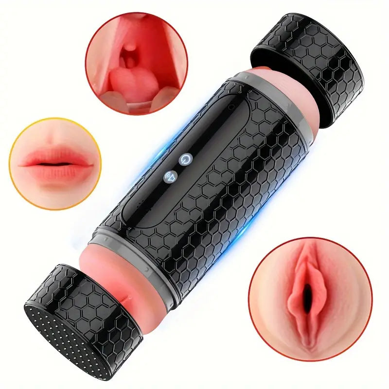 Automatic Real Soft Oral Vaginal Oral Sex Machine  Double-Channel Masturbation Cup