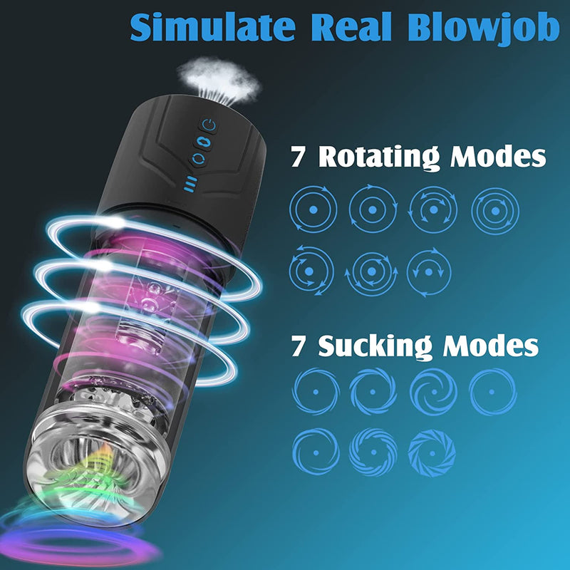 Oliver - 2 in 1 Automatic 7 Rotation & 7 Suction Modes Male Masturbator Penis Pump Adult Blowjob Machine