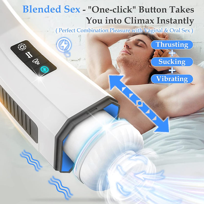 Ezekiel - Adjustable Heat, Suction, and Vibration Male Masturbator with Retractable Design