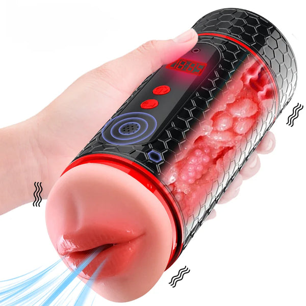 Automatic Real Soft Oral Vaginal Oral Sex Machine  Double-Channel Masturbation Cup