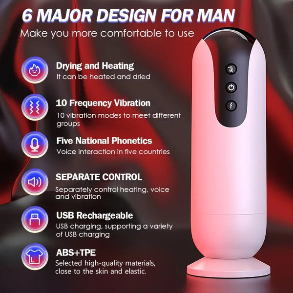 Benjamin - Automatic Sucking Heated 10 Rotating Vibrations & Heating Base Male Masturbator Cup