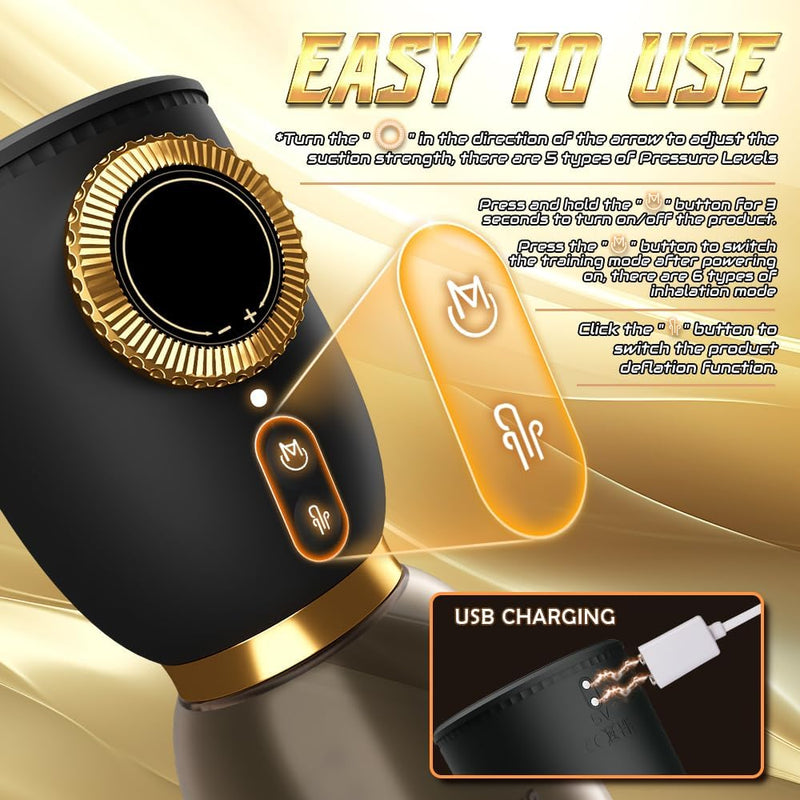 6 Training Modes & 5 Suction Intensities Male Air Pressure Sex Toy  Electric Penis Enlarge Vacuum Pump