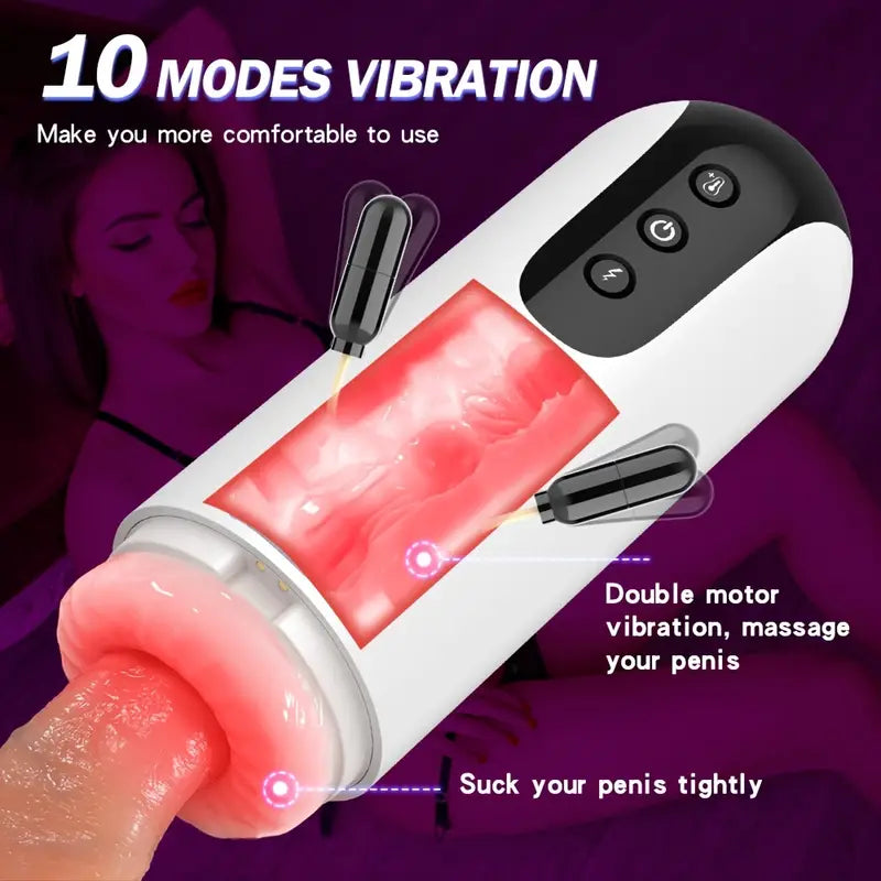 Benjamin - Automatic Sucking Heated 10 Rotating Vibrations & Heating Base Male Masturbator Cup