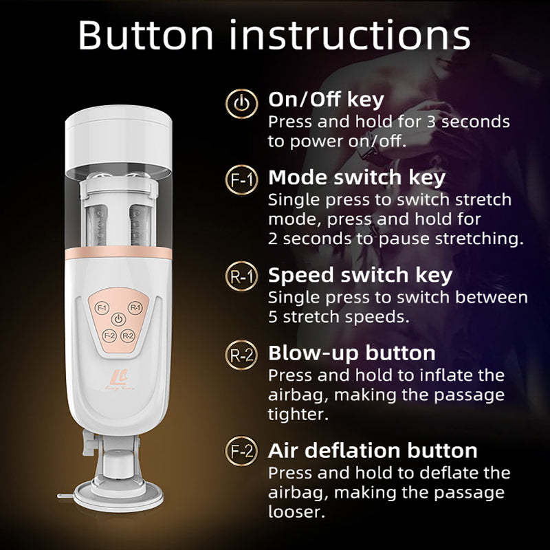 Rafael - Automated Telescopic Air Bag 10 vibrating 5-Level Speed Control 4D Ribbed Tunnel with Suction Base Male Masturbaotr