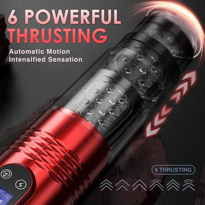 Malcolm - Automatic 10 Vibrating & 6 Thrusting LCD Display Male Masturbator Men Pocket Pussy Male Stroker 3D Sleeve Sex Machine