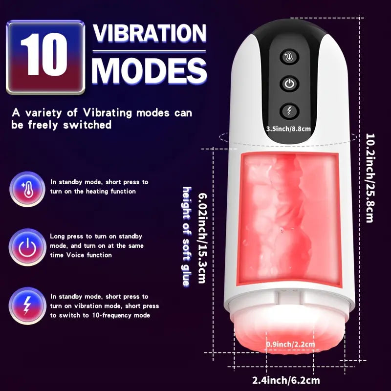 Benjamin - Automatic Sucking Heated 10 Rotating Vibrations & Heating Base Male Masturbator Cup