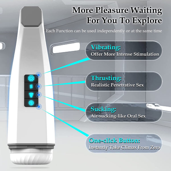 Ezekiel - Adjustable Heat, Suction, and Vibration Male Masturbator with Retractable Design