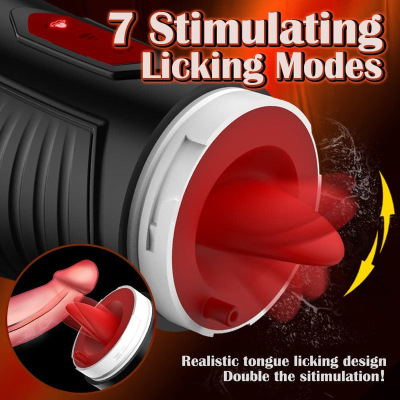 7 Licking Modes & 4 Suction Modes Automatic Tongue Licking Male Masturbators